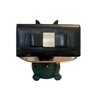 Ivanka Trump Blair Black Leather Continental Bow Wallet EUC